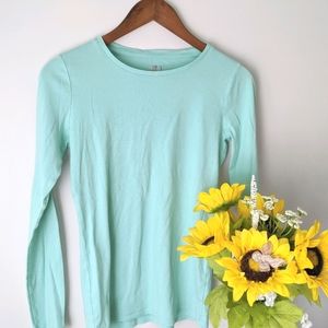JCP Long Sleeve Woman's Shirt Medium, Mint Blue